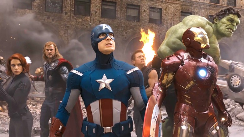 The Avengers assembling for battle in New York