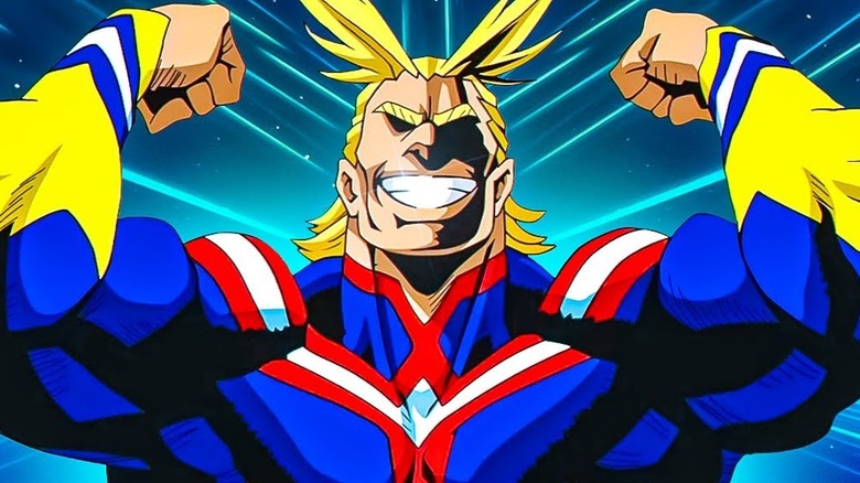 All Might flexing his arms