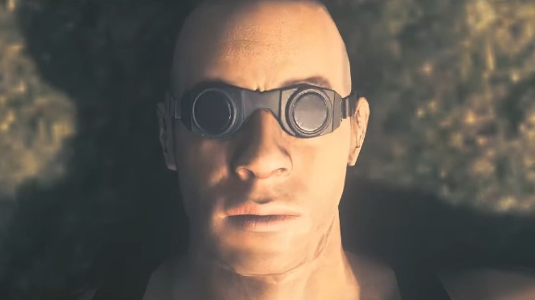 Riddick wearing goggles Assault on Dark Athena