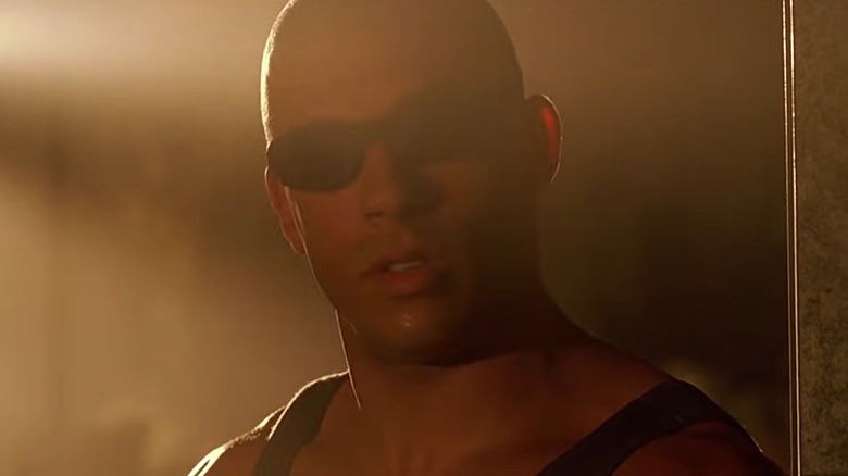 Vin Diesel as Riddick in goggles in Pitch Black