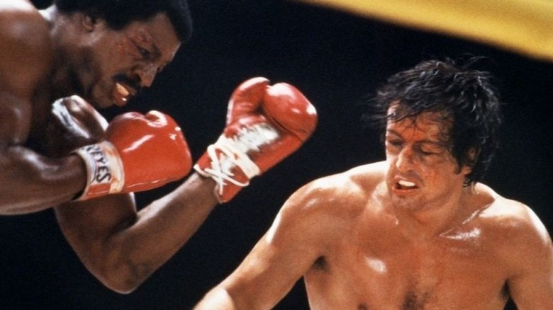 Carl Weathers and Sylvester Stallone in Rocky III