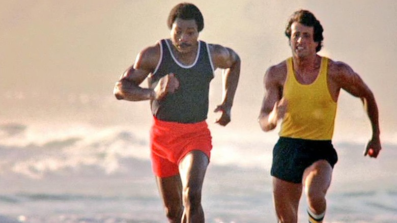 Carl Weathers and Sylvester Stallone in Rocky III