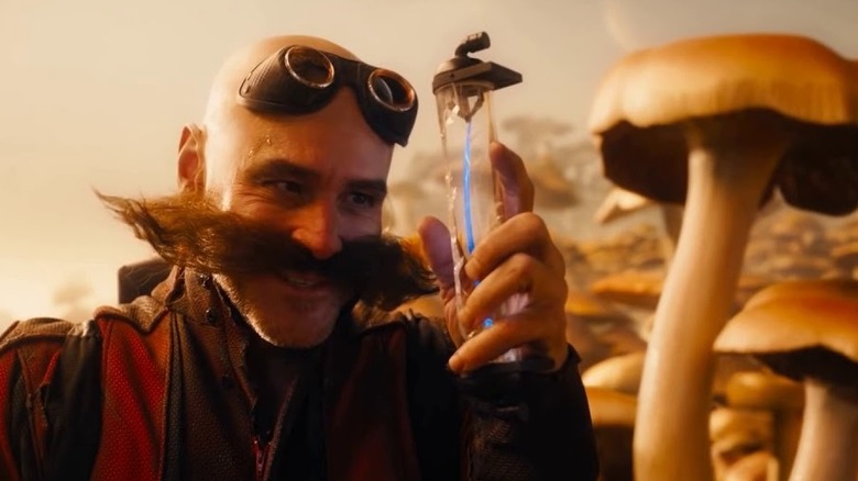 Robotnik observes Sonic's stolen quill on the mushroom planet in "Sonic the Hedgehog" (2020)