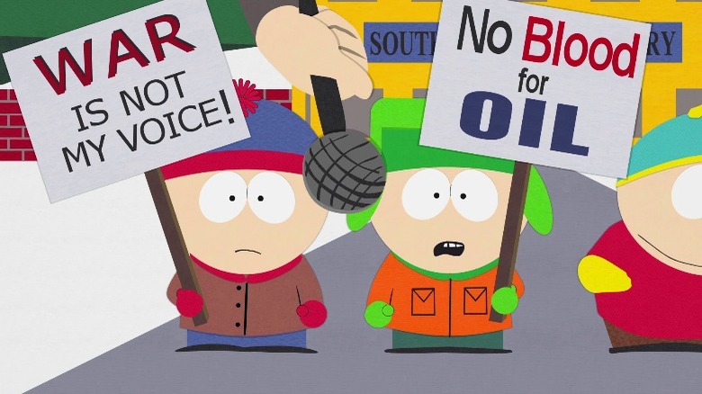 Stan and Kyle protesting war