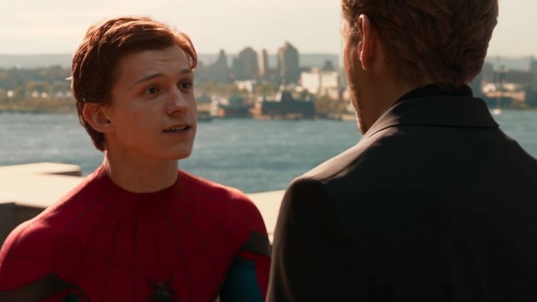 Tom Holland and Robert Downey Jr. in Spider-Man: Homecoming