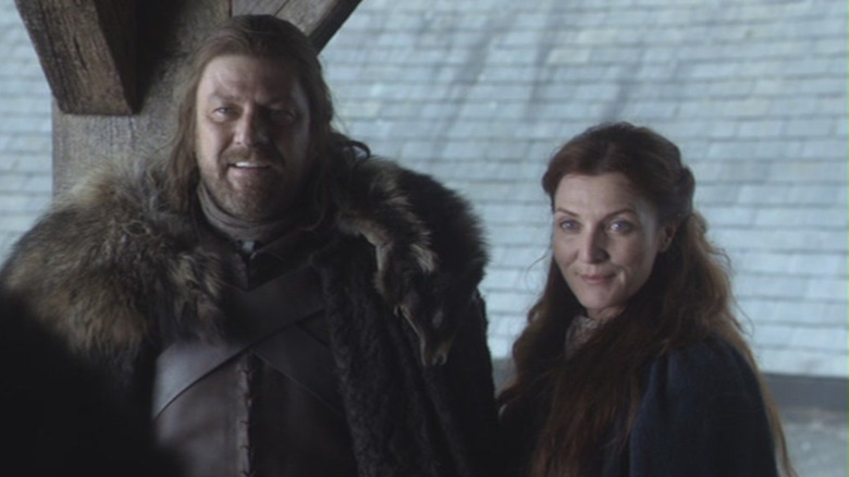 Ned and Catelyn Stark smiling