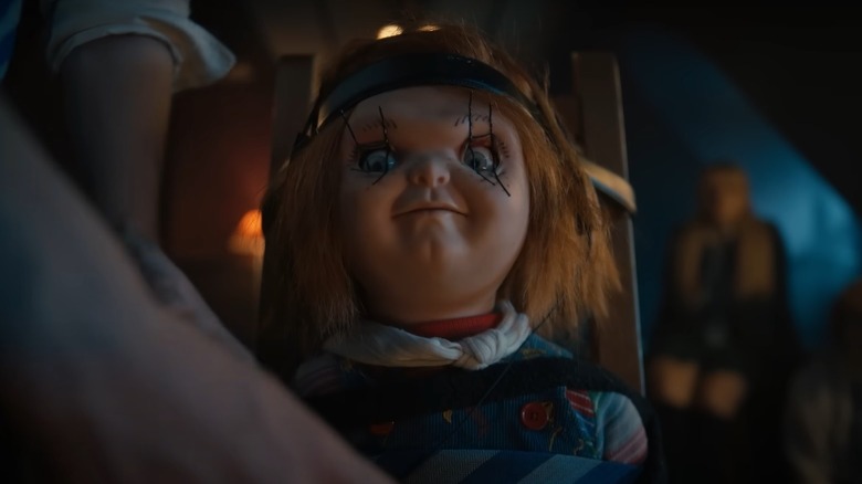 Chucky has his eyes pried open