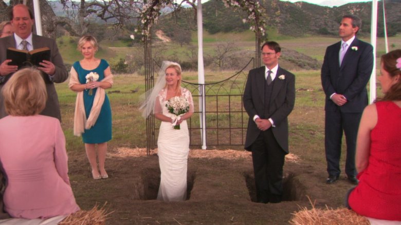 Angela Kinsey, Rainn Wilson, and Steve Carell in The Office