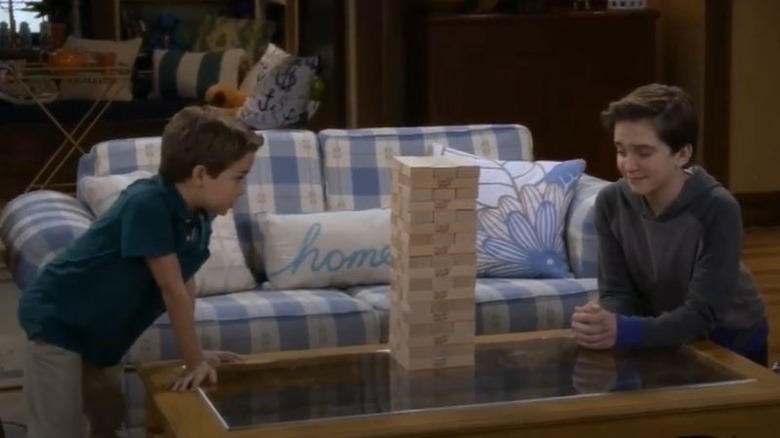 Max and Jackson play Jenga