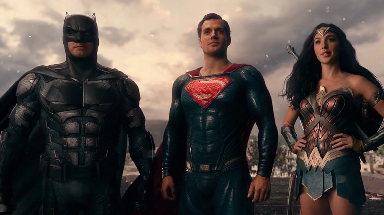 Superman standing with Batman and Wonder Woman