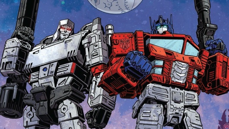 Megatron standing beside Optimus Prime