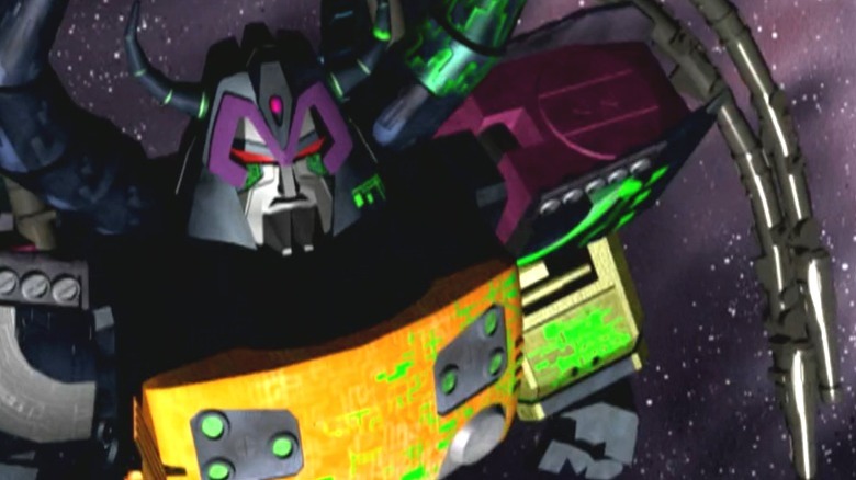 Unicron frowns against starry background