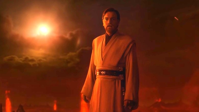 Obi-Wan standing on Mustafar