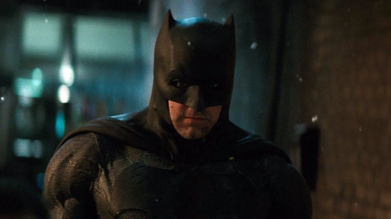 Batman scowling in the snow