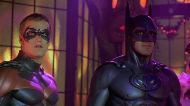 Batman and Robin together in neon lighting