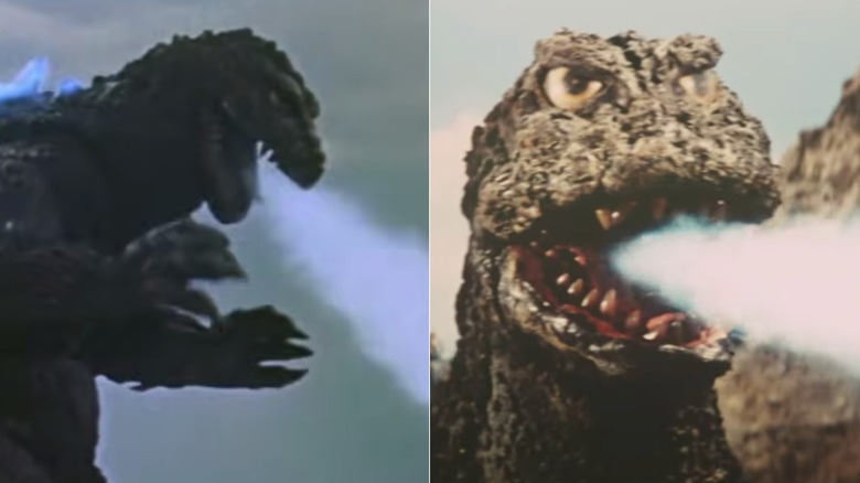 Godzilla uses a misty blue atomic heat ray