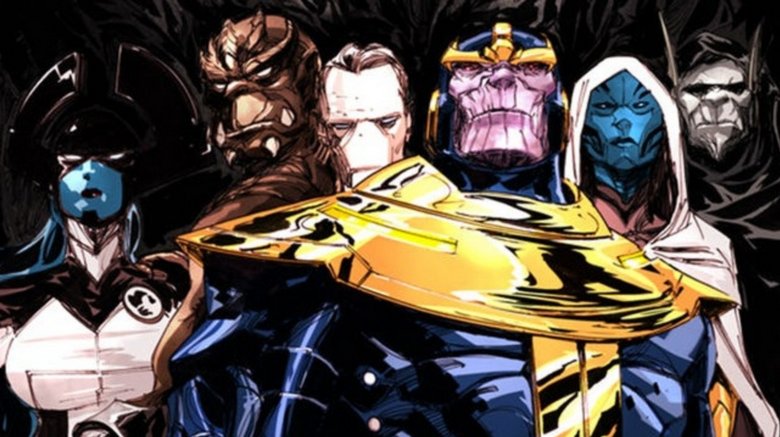 Thanos and his followers from the Black Order