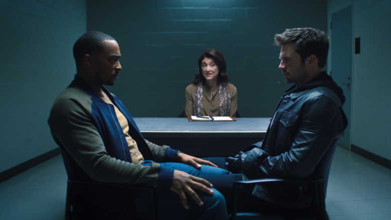 Sam, Bucky, Dr. Reynor couples therapy