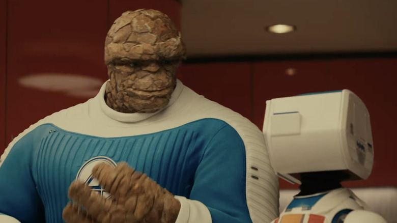 Ben Grimm in Rock form talking to robot