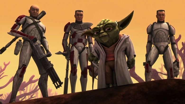 Yoda with clone troopers