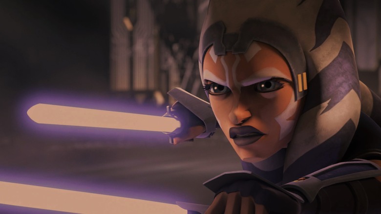 Ahsoka Tano wielding her lightsabers