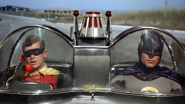 Batman and Robin in Batmobile