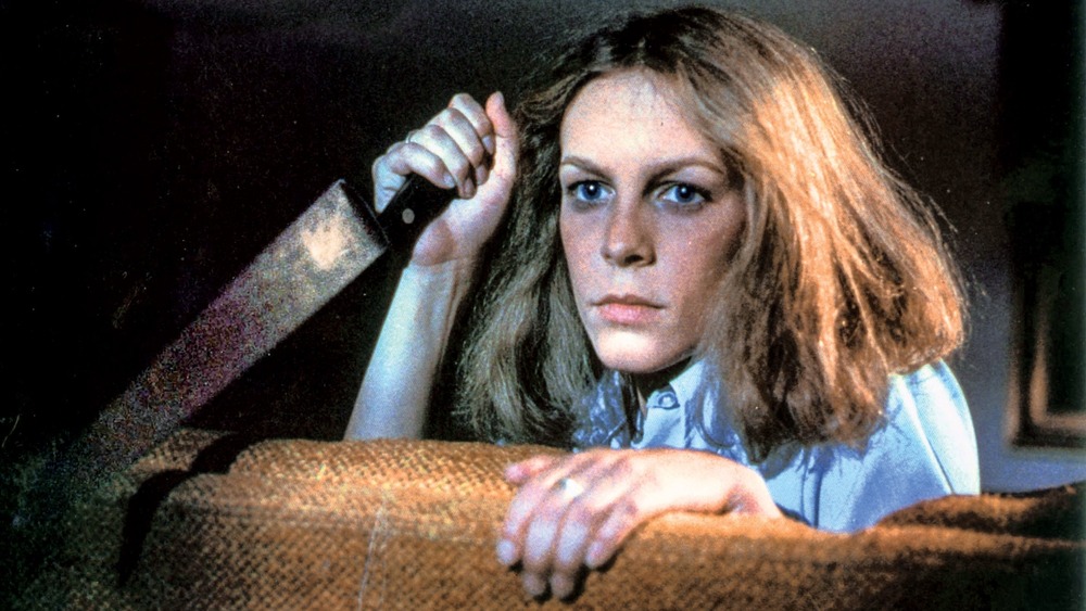 Laurie Strode with a large butcher knife