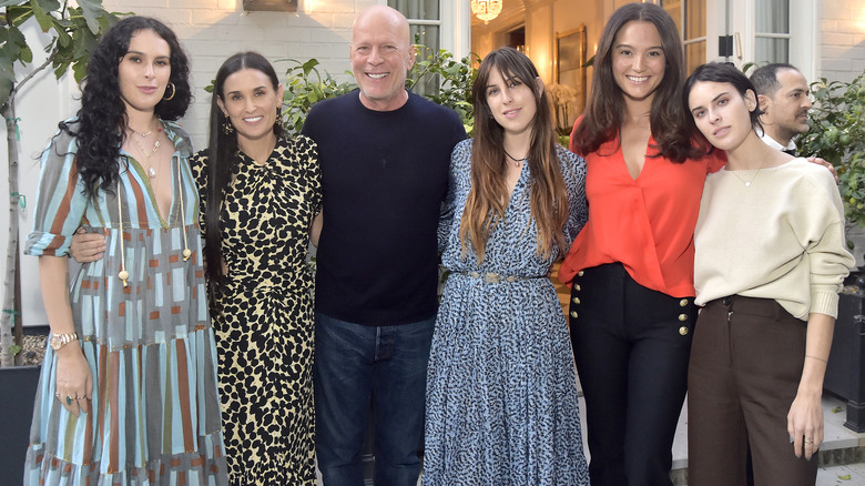 Bruce Willis and family smiling