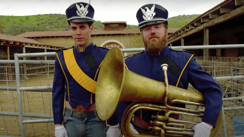 Steve-O and Ryan Dunn holding horns