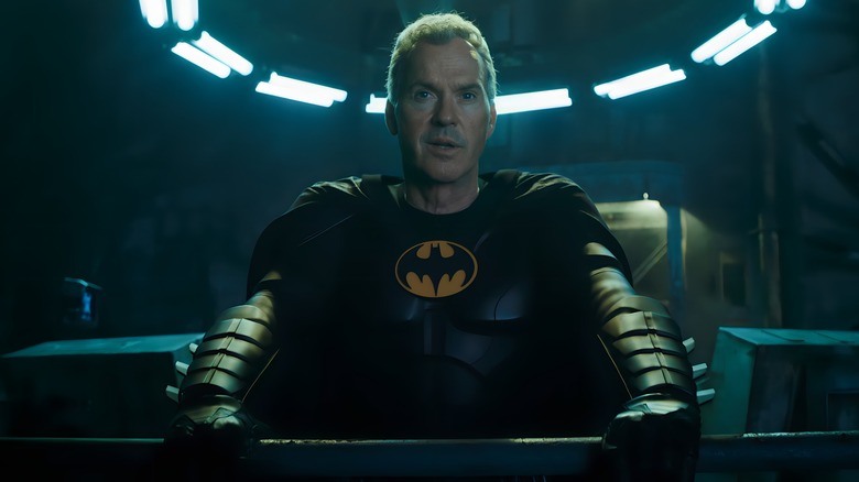 Michael Keaton Batman standing in suit