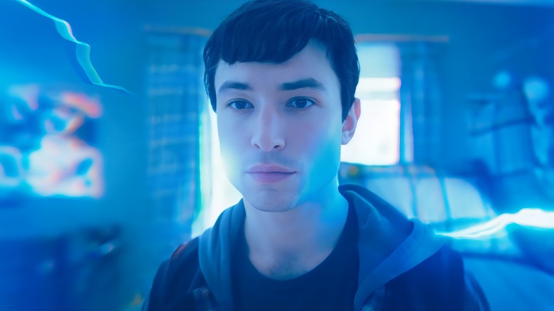 Barry Allen surrounded by blue lightning