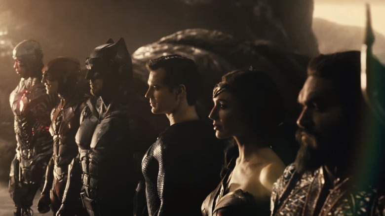 The Justice League standing in a row