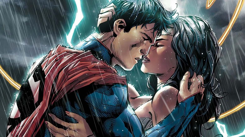 Wonder Woman and Superman kiss