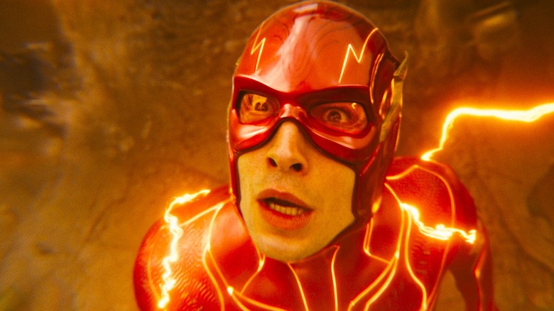 The Flash looking shocked in close-up