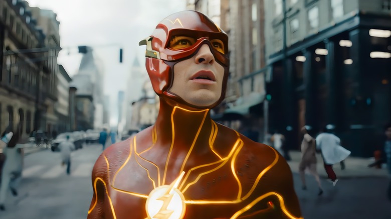 The Flash wearing his costume