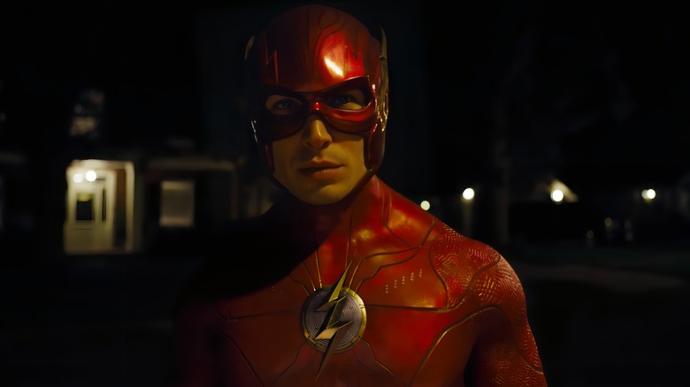 The Flash wearing his costume