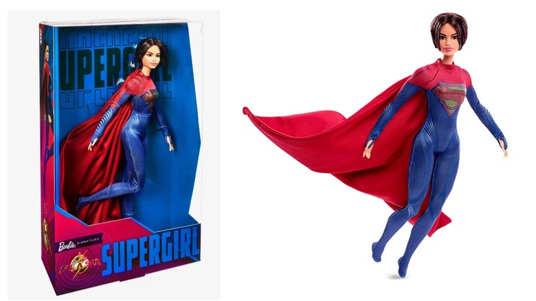 Supergirl Barbie displayed in and outside its package