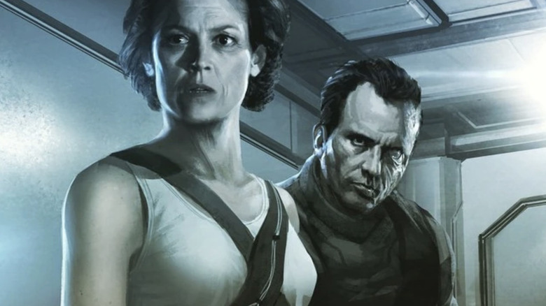 Older Ripley standing with Hicks