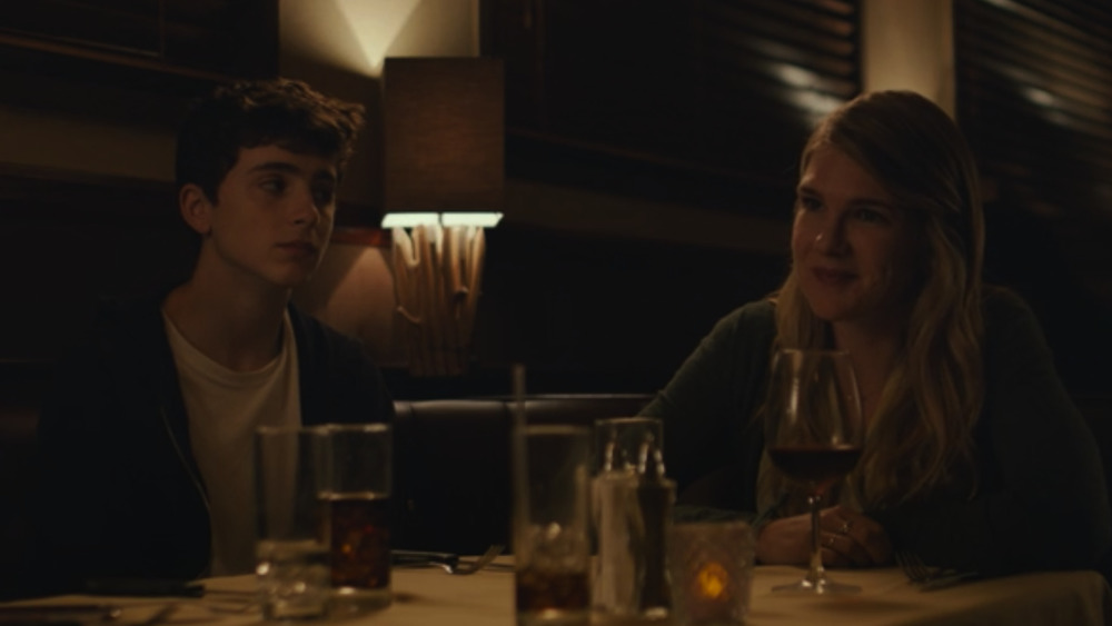 Timothée Chalamet and Lily Rabe eating 