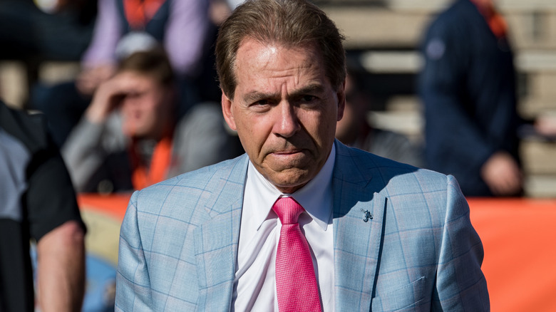 Nick Saban walking ahead