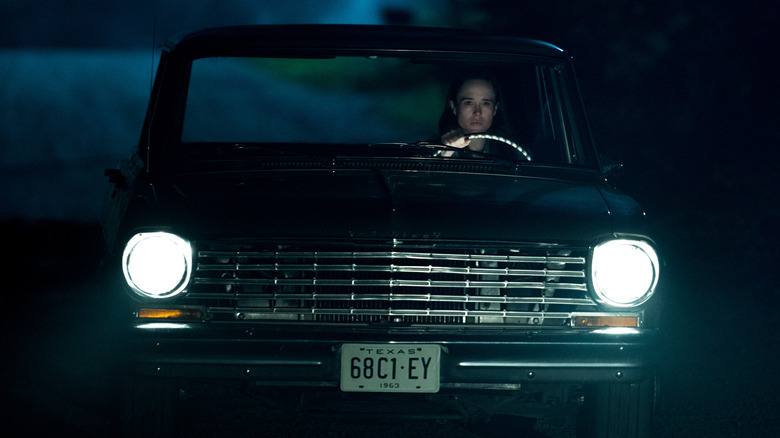 Elliot Page as Vanya driving a car in "The Umbrella Academy"