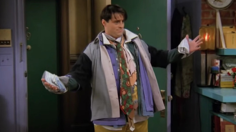 Joey wears all of Chandler's clothes