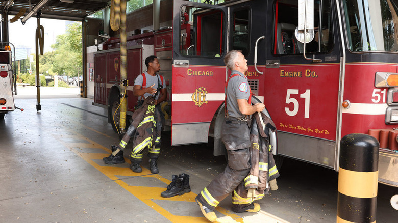 Charlie Barnett and David Eigenberg at Firehouse 51