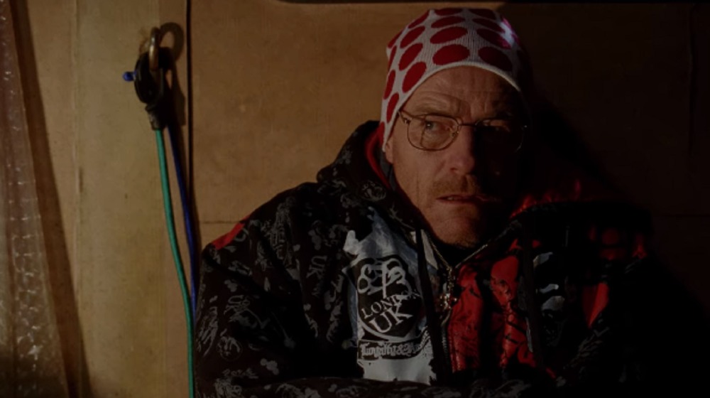 Walter White in Jesse Pinkman's hoodie and beanie in Breaking Bad 4 Days Out