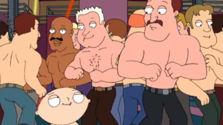 Stewie dancing in a gay club