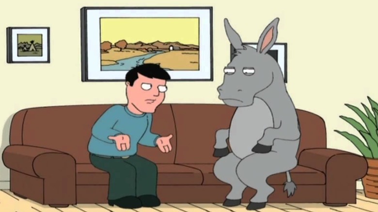 A man and mule arguing in Family Guy