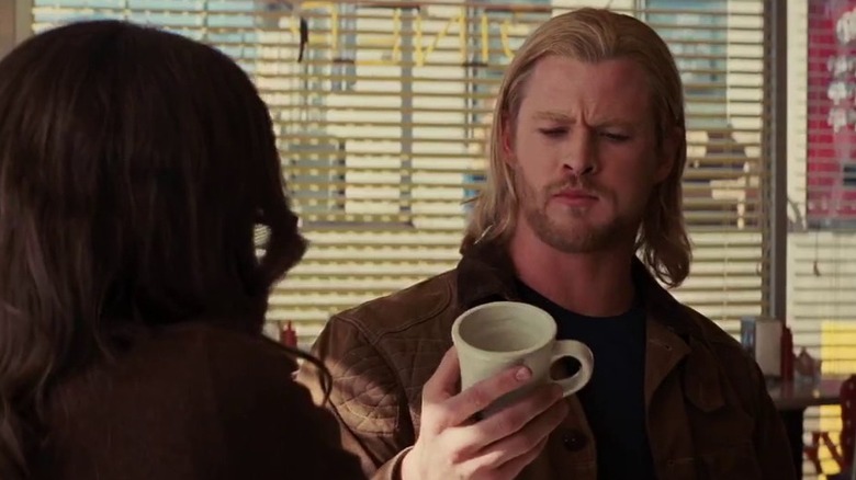 Thor drinks coffee