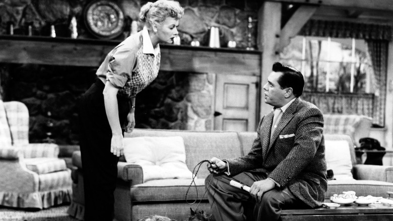 Lucy and Ricky Ricardo talking