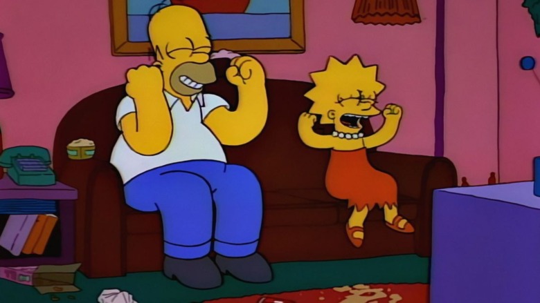 Homer and Lisa Simpson cheering