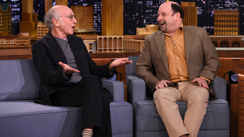 Larry David and Jason Alexander laugh